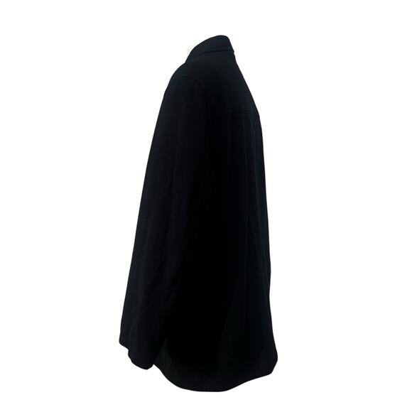 Cole Haan Coat Sz XL Black Wool Cashmere Blend Leather Zip Mid Length Preppy - Picture 4 of 16